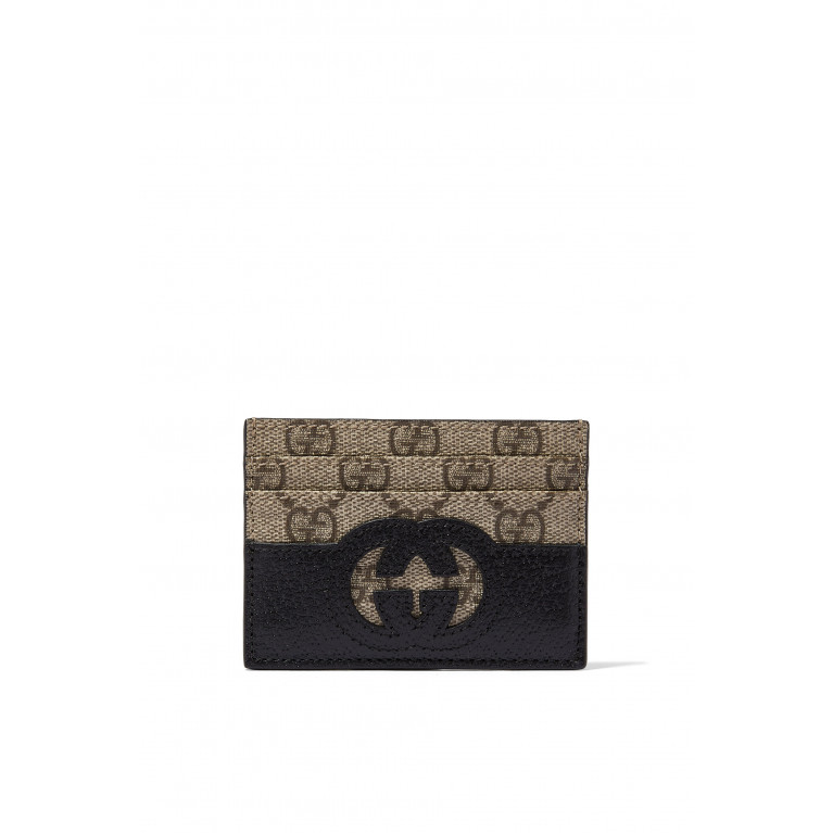 Gucci- Interlocking G Cut-Out Card Case Beige/Ebony