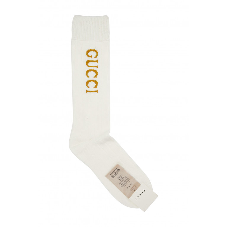 Gucci- Cotton Logo Socks White