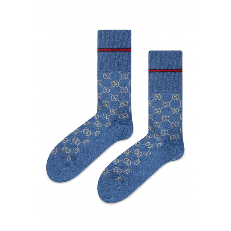 Gucci- GG Logo Socks Blue