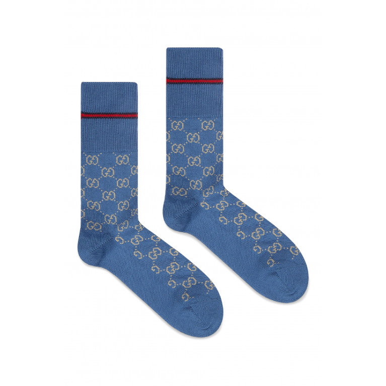 Gucci- GG Logo Socks Blue