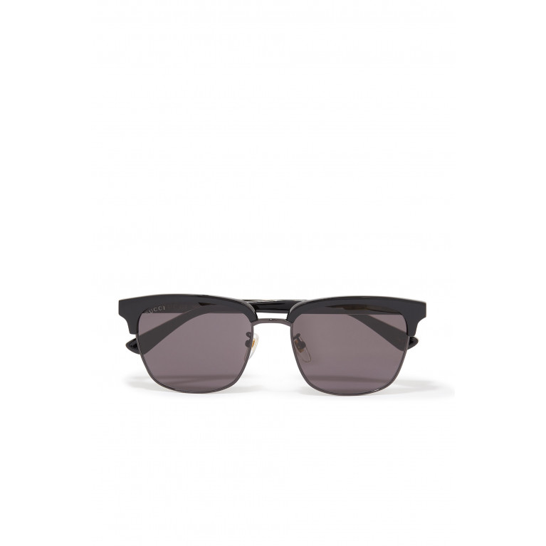 Gucci- Rectangular-frame Metal Sunglasses Black