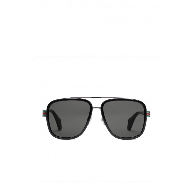 Gucci- Square Aviator Sunglasses Black