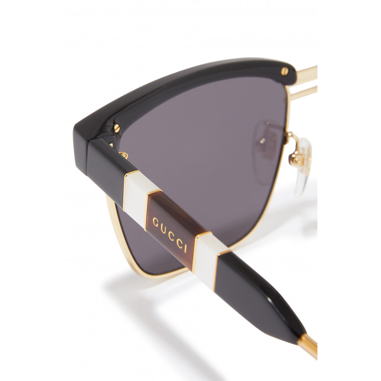 Gucci- Square Acetate And Metal Sunglasses Black