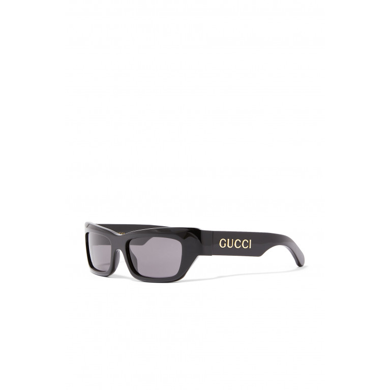 Gucci- Logo Rectangular-Frame Sunglasses Black