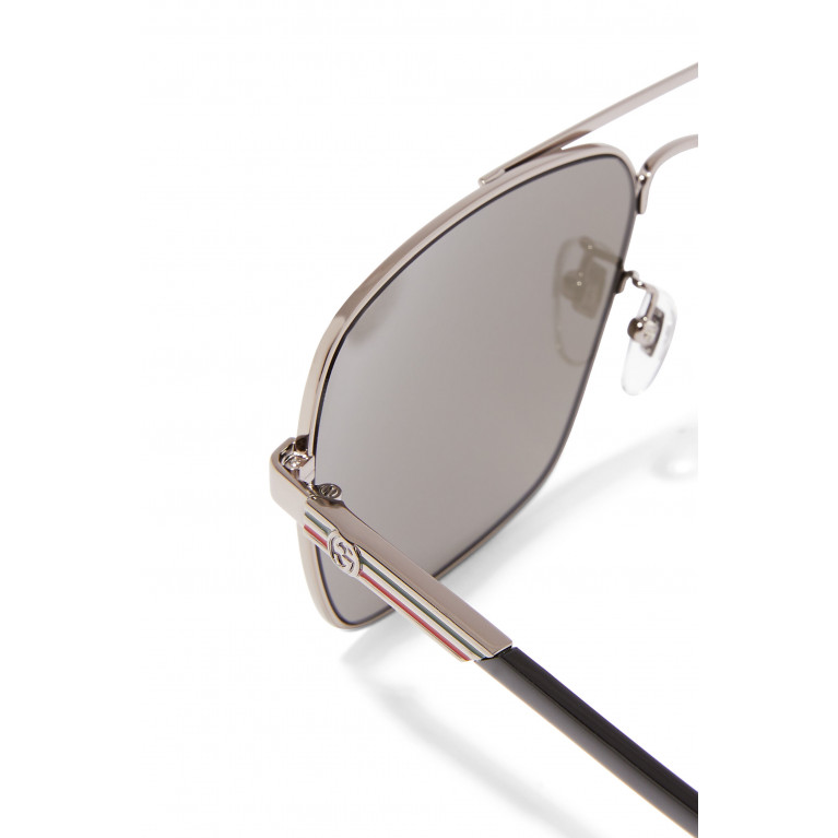 Gucci- Navigator Metal Frame Sunglasses Grey