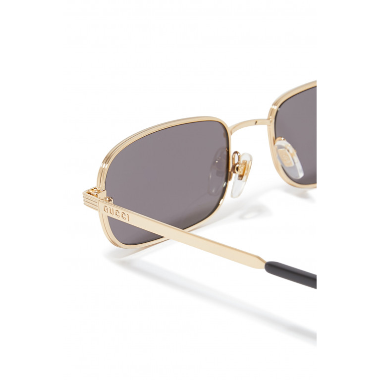 Gucci- Rectangular Frame Sunglasses Gold/Grey