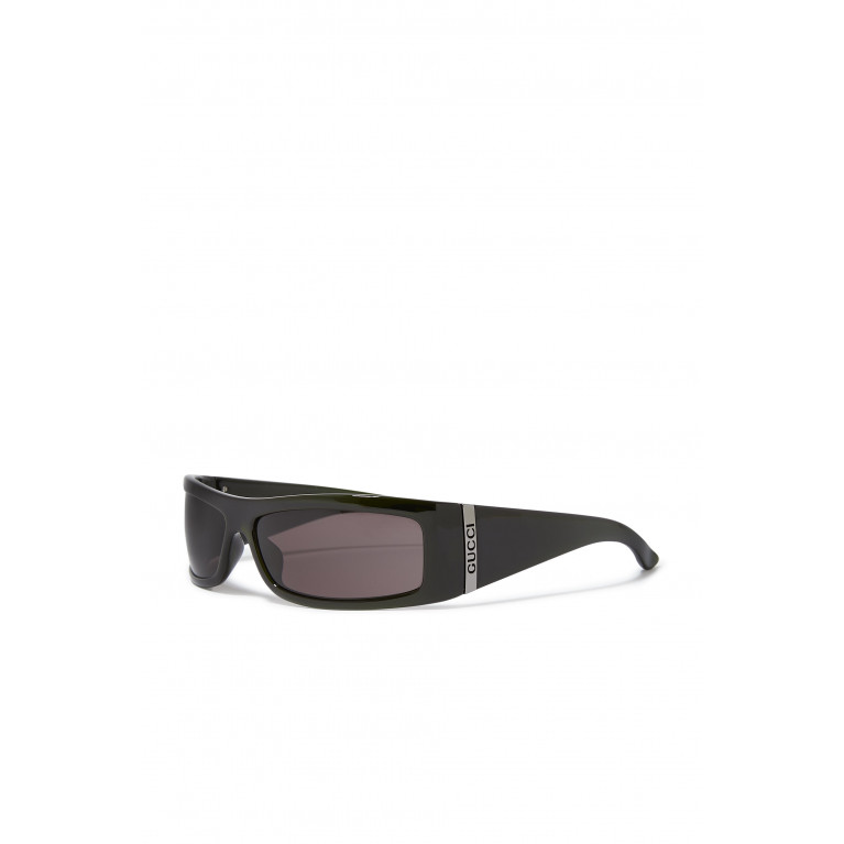 Gucci- Rectangular Frame Sunglasses Dark Green/Grey