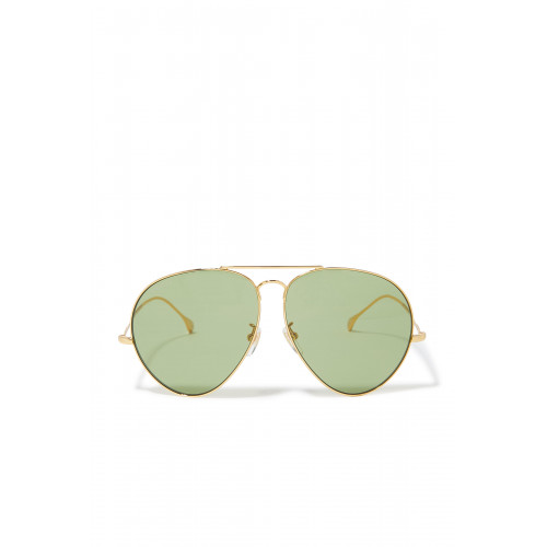 Gucci- Navigator Frame Sunglasses Gold/Green