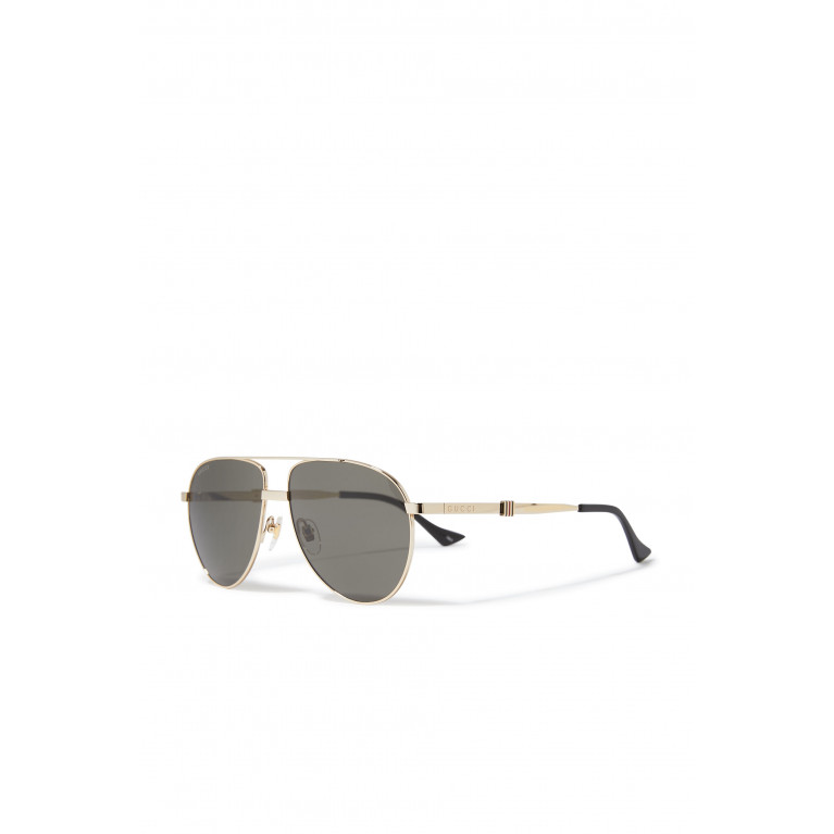 Gucci- Navigator Frame Sunglasses Gold/Grey