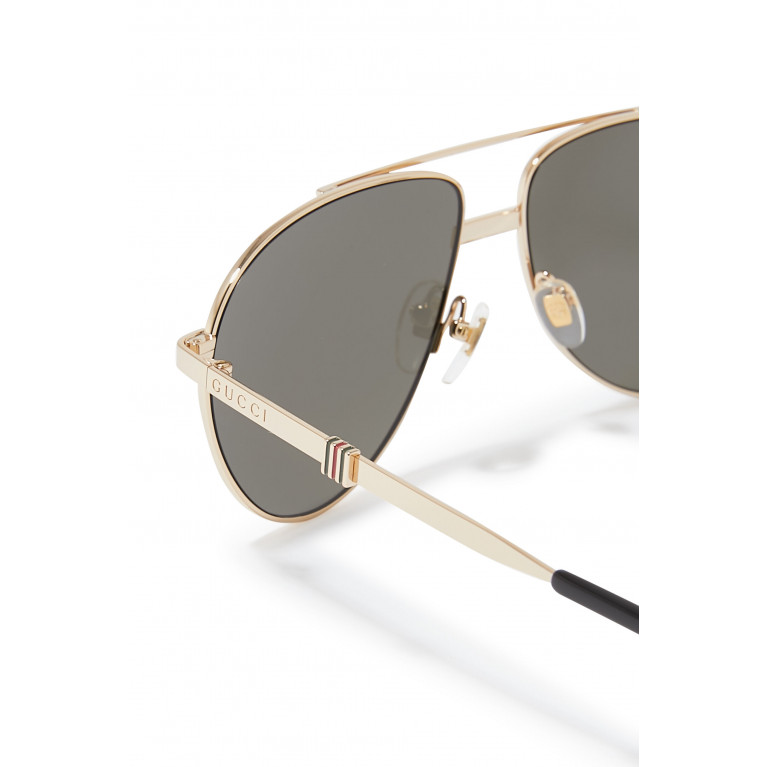 Gucci- Navigator Frame Sunglasses Gold/Grey