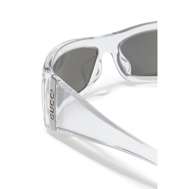 Gucci- Rectangular Frame Sunglasses Clear/Grey