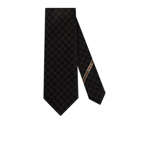 Gucci- GG Pattern Silk Tie Black