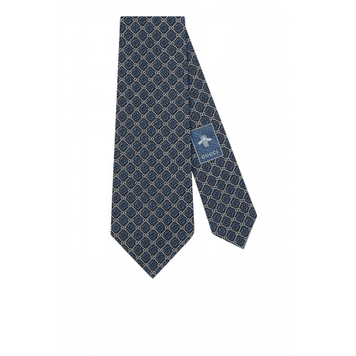 Gucci- GG Pattern Silk Tie Navy