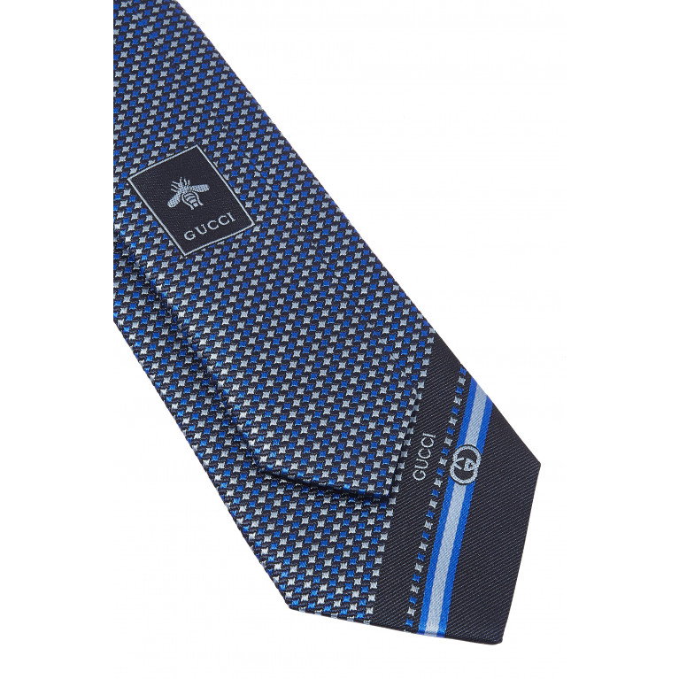 Gucci- Silk Tie With Interlocking G Detail Blue