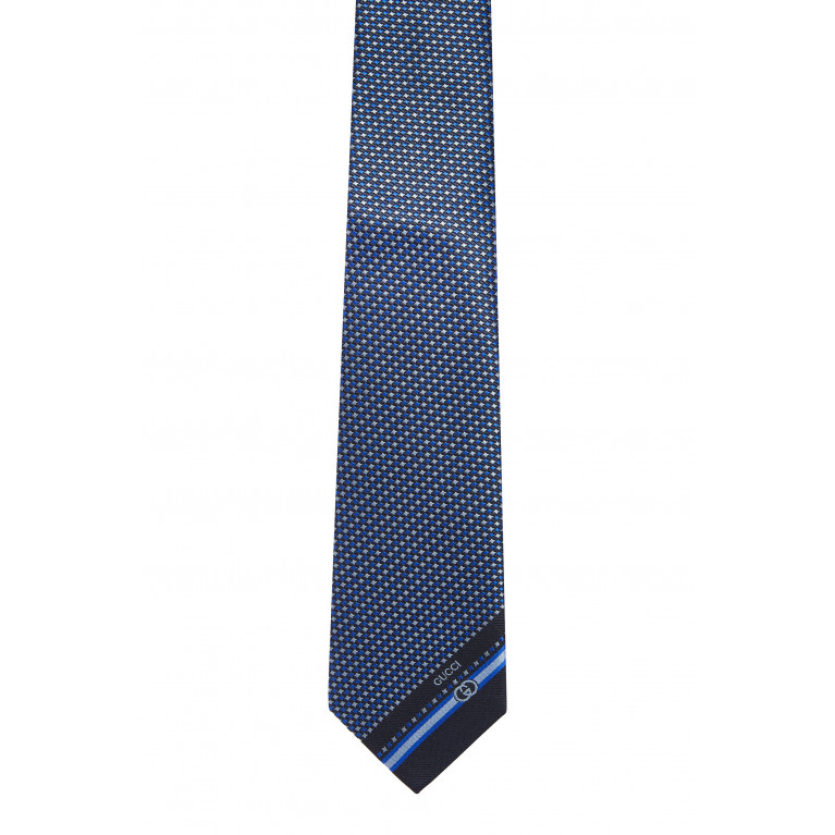 Gucci- Silk Tie With Interlocking G Detail Blue