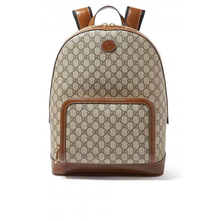 Gucci- Interlocking GG Canvas Backpack Brown