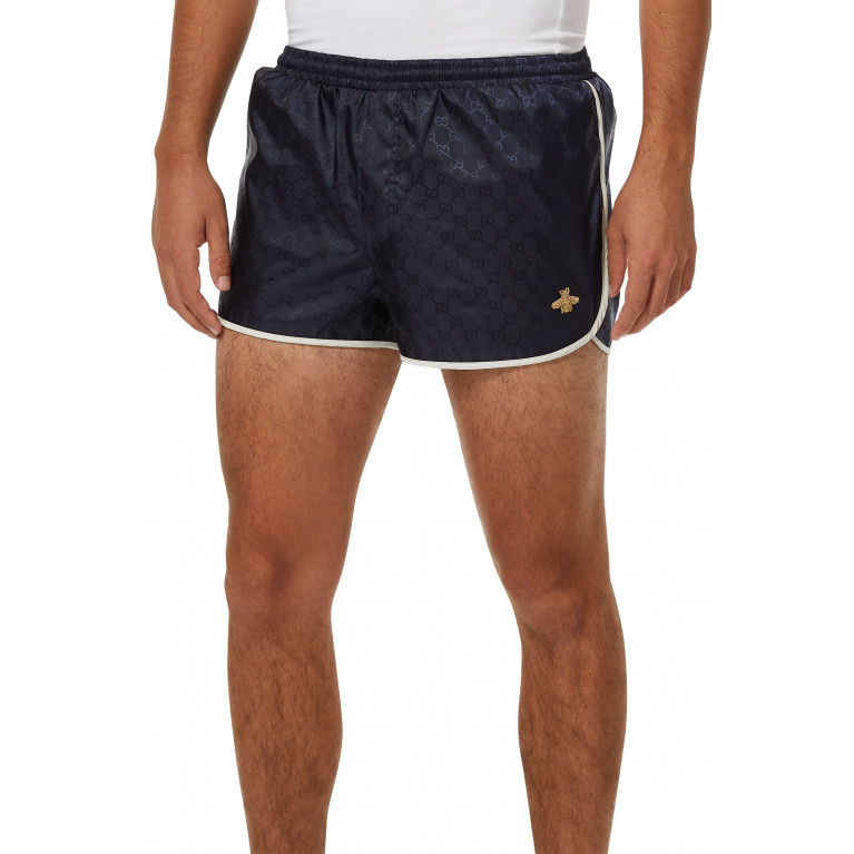 Gucci- Embroidered Bee Swim Shorts Navy