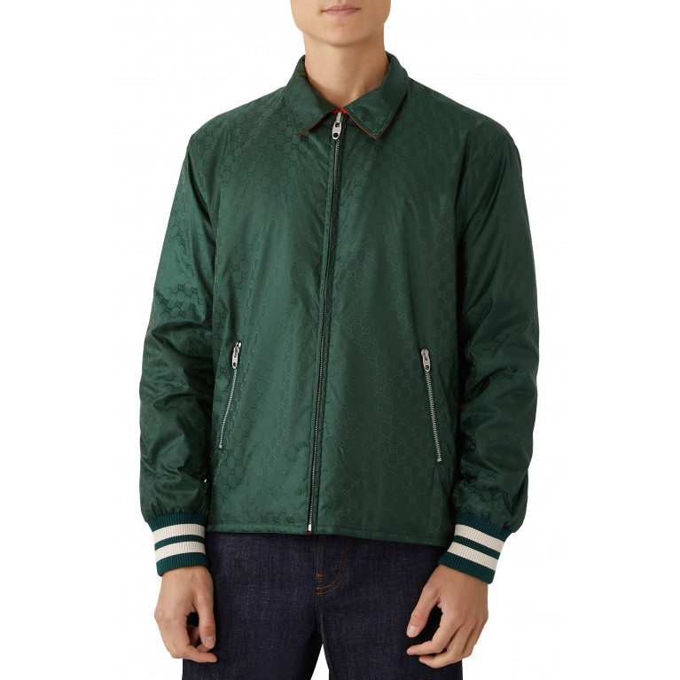 Gucci- Reversible GG Nylon Jacquard Jacket Green