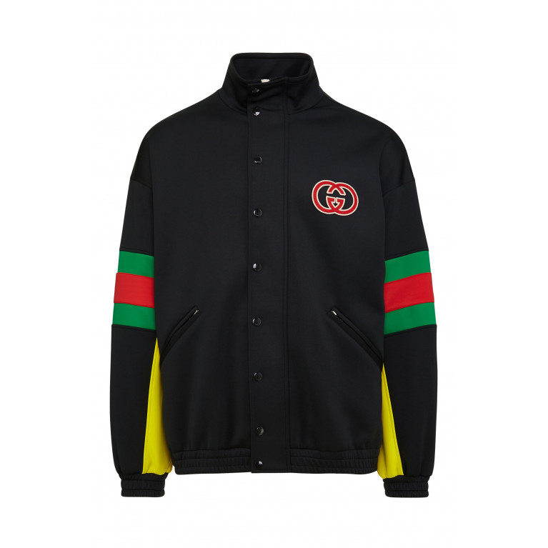 Gucci- Light Neoprene Jacket with Web Black