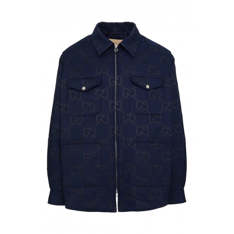 Gucci- Jumbo GG Cotton Canvas Jacket Blue