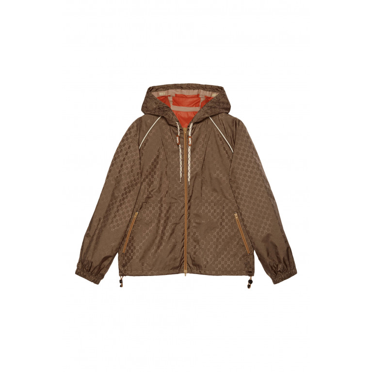 Gucci- Double G Hooded Jacket Brown