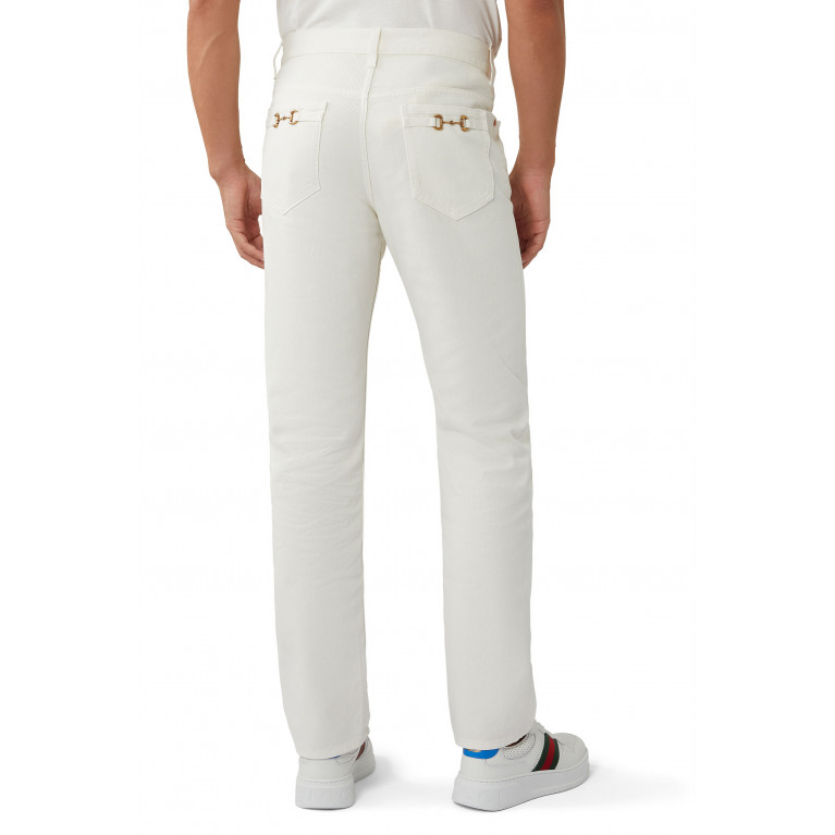Gucci- Horsebit-Detail Denim Jeans White