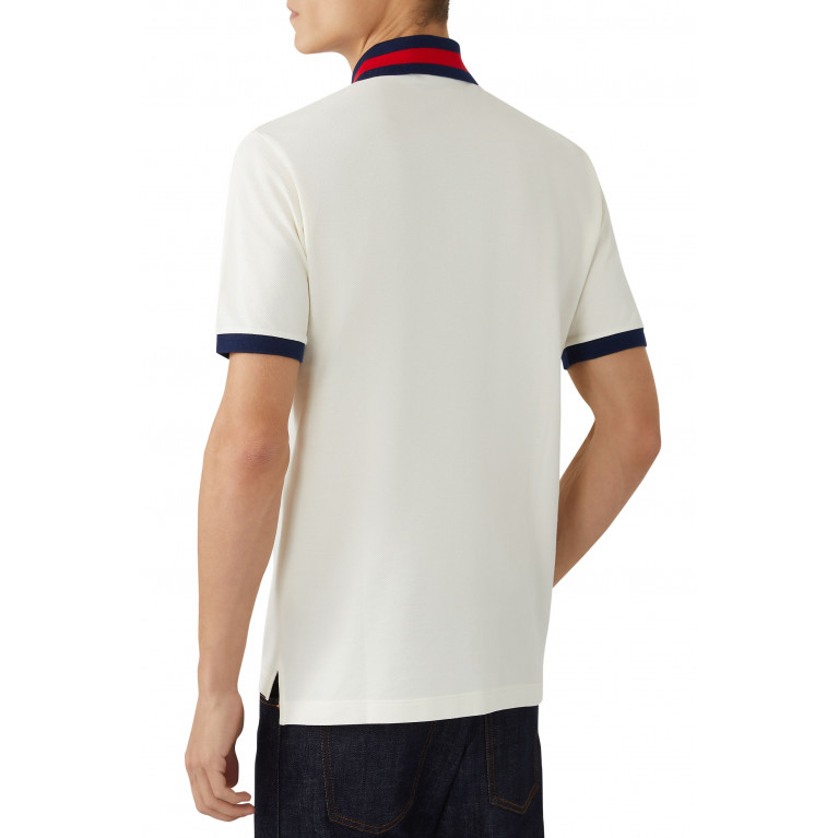 Gucci- Stretch Cotton Short Sleeve Polo Shirt White