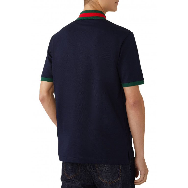 Gucci- Webbed Collar Polo Shirt Blue