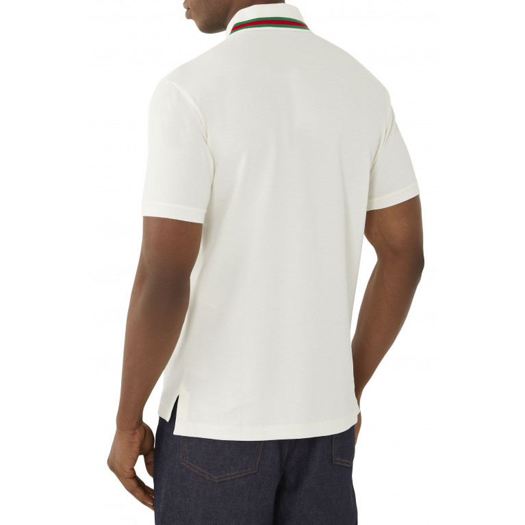 Gucci- Double G Stripe Polo Shirt White