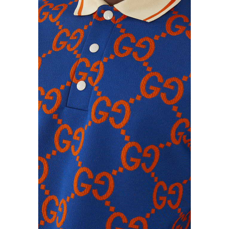 Gucci- GG Pattern Polo Shirt Blue/Red
