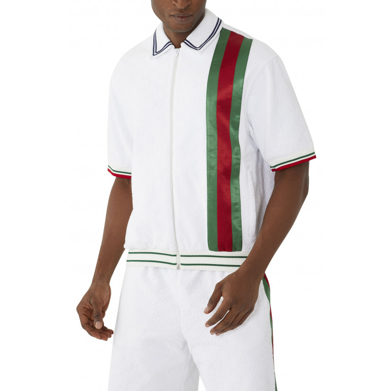 Gucci- Web Detail Polo Shirt White