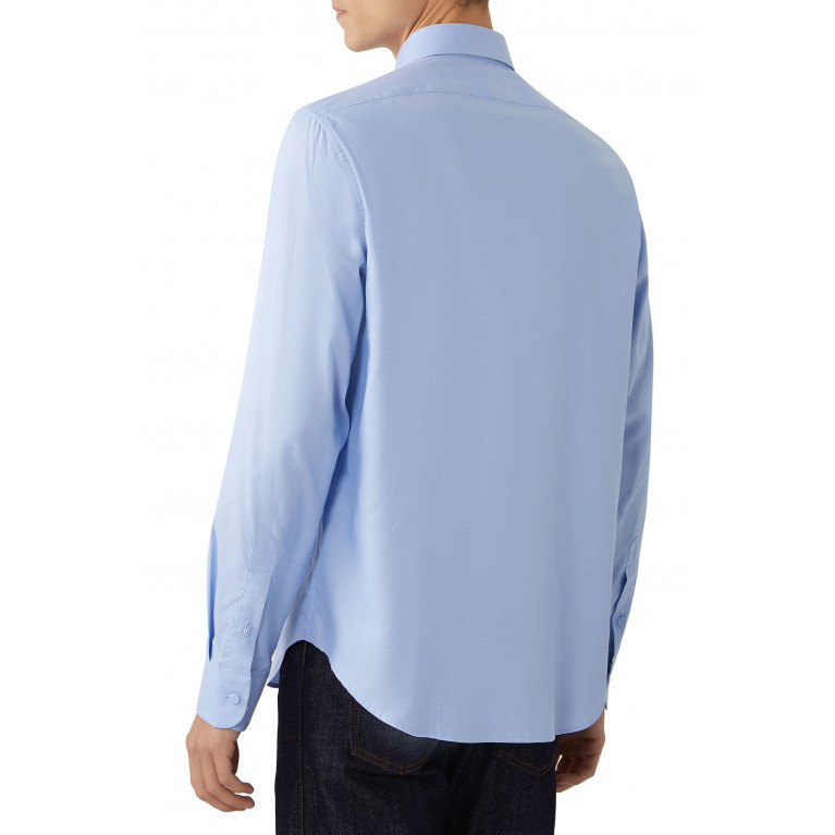 Gucci- Oxford Cotton Shirt with Double G Embroidery Blue