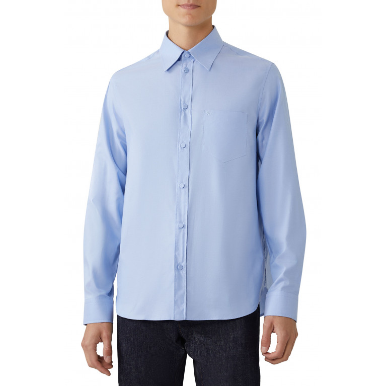 Gucci- Oxford Cotton Shirt with Double G Embroidery Blue