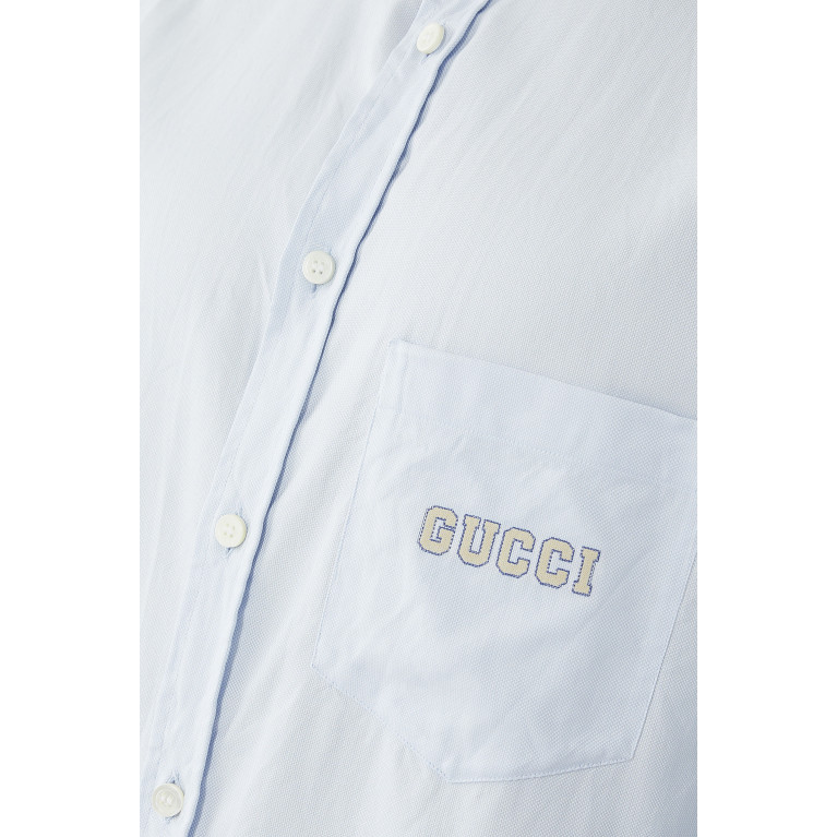 Gucci- Logo Button-Up Shirt Blue