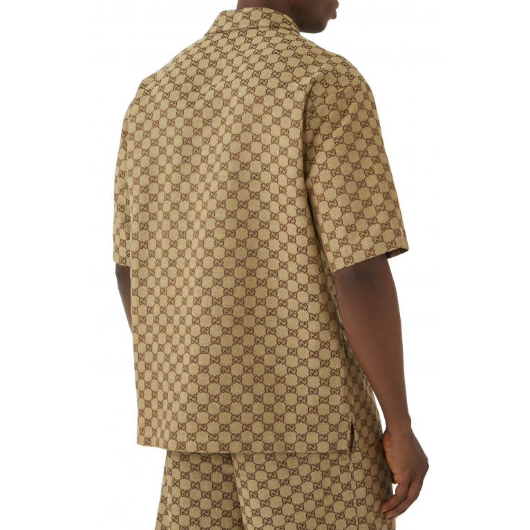 Gucci- GG Supreme Linen Shirt Brown