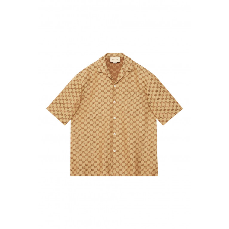 Gucci- GG Supreme Linen Shirt Brown