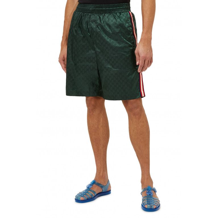 Gucci- GG Nylon Jacquard Swim Shorts Green