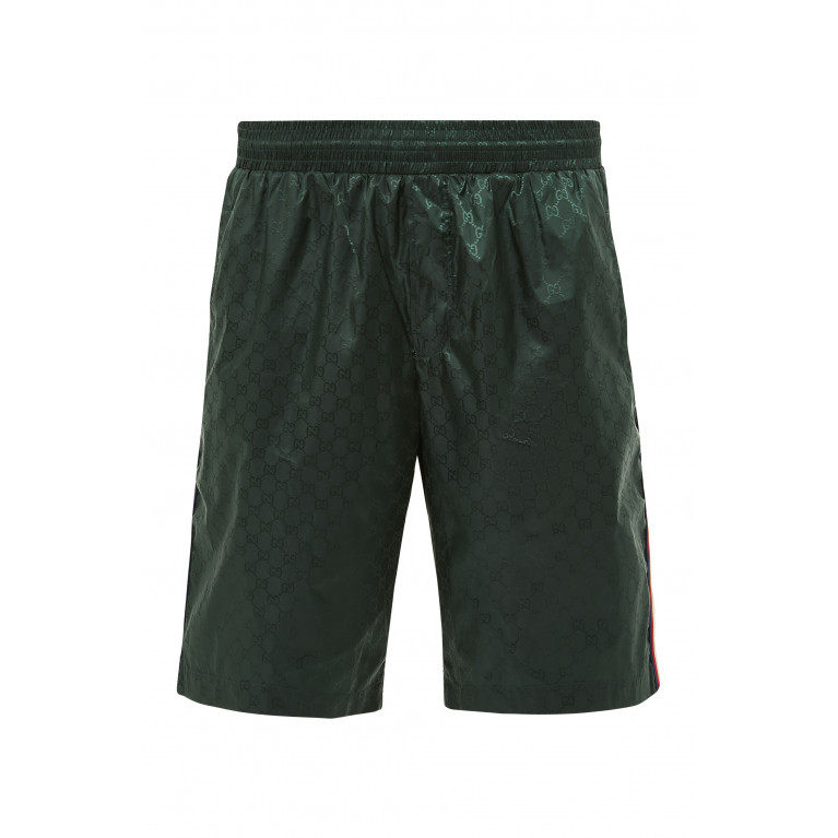 Gucci- GG Nylon Jacquard Swim Shorts Green