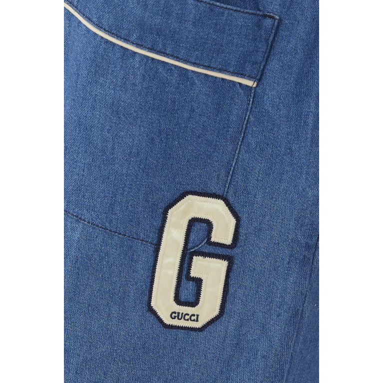 Gucci- Denim G Patch Shorts Blue