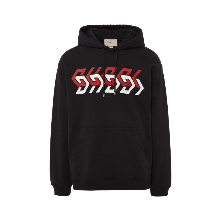 Gucci- Jersey Sweatshirt with Gucci Mirror Print Black