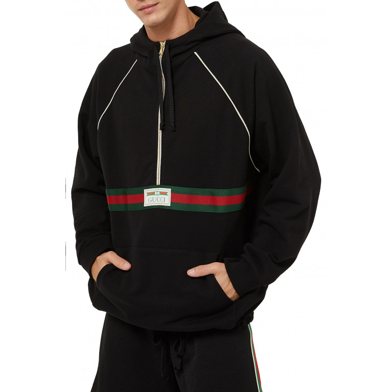 Gucci- Cotton jersey sweatshirt with web Black