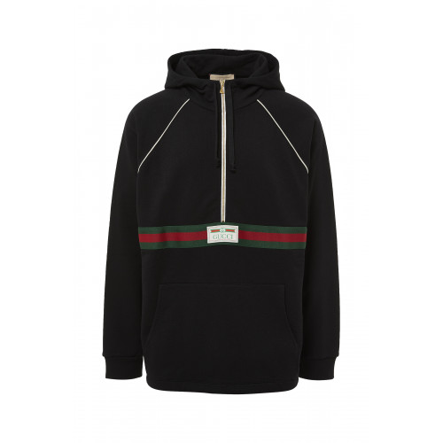 Gucci- Cotton jersey sweatshirt with web Black