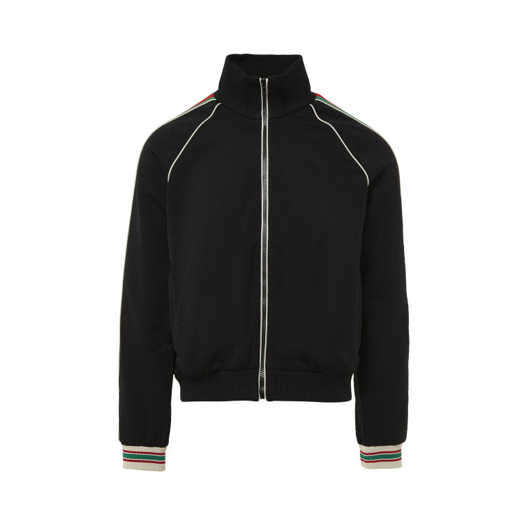 Gucci- GG Jacquard Jersey Zip Jacket Black