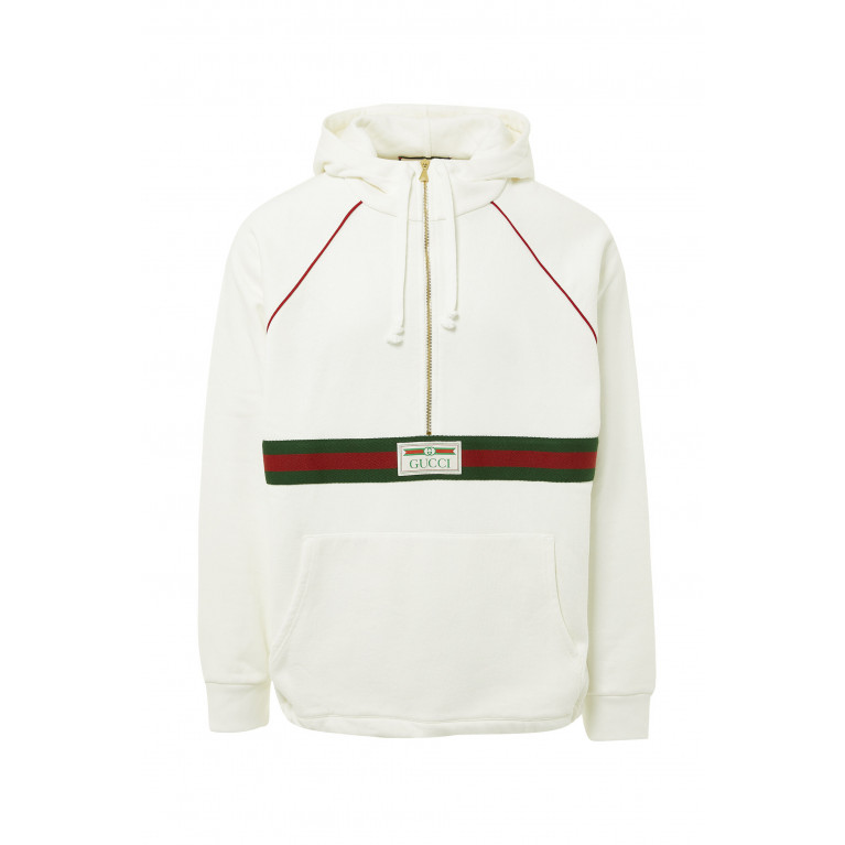 Gucci- Sweatshirt with web and Gucci label White
