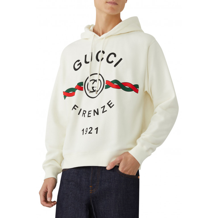 Gucci- Logo Print Hoodie White
