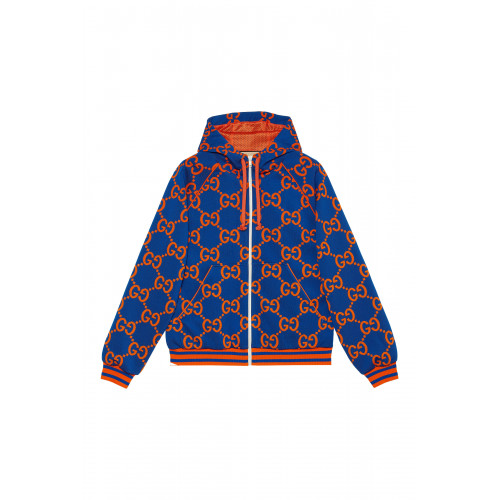 Gucci- Cotton Jacquard Zip Jacket Blue