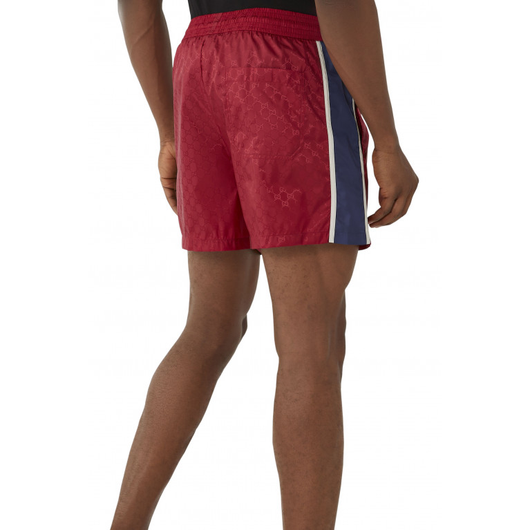 Gucci- GG Stripe Swim Shorts Red