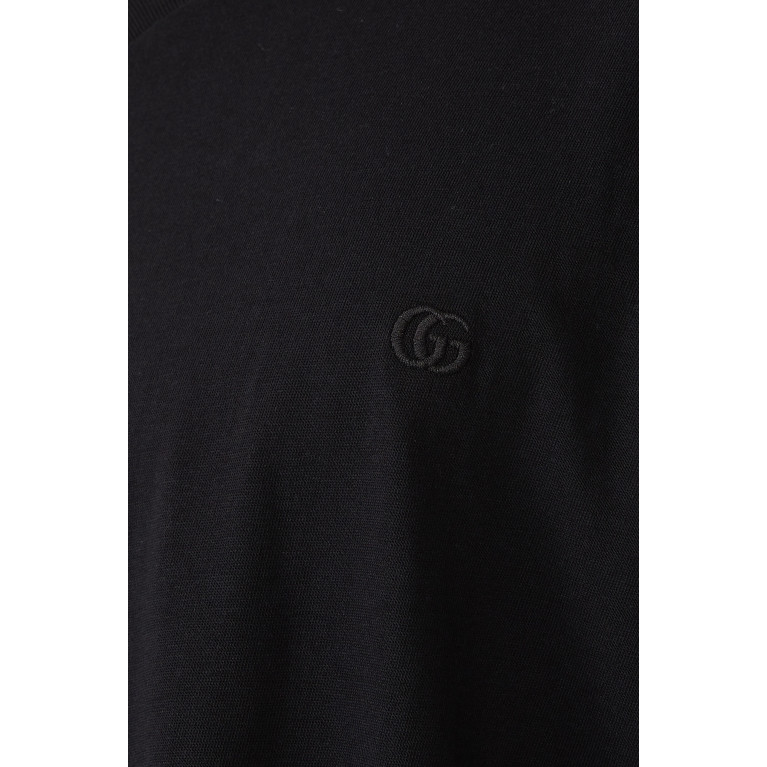 Gucci- V-Neckline Embroidered T-Shirt Black
