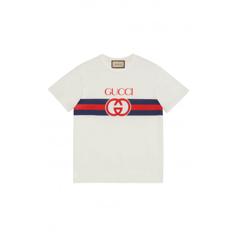 Gucci- Striped Cotton Jersey T-Shirt White