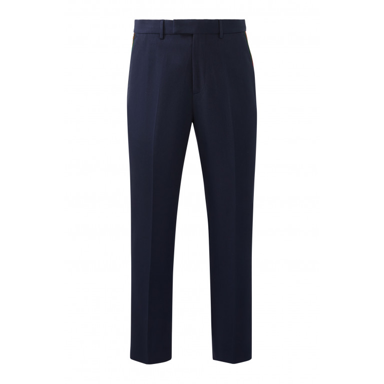 Gucci- Cotton Ankle Pant with Web Blue